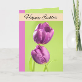 ハッピーイースターFor Anyone かわいらし Purple Tulips写真 シーズンカード