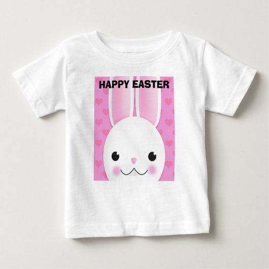 ハッピーイースターFor Anyone Bunny顔とハート ベビーTシャツ (正面)