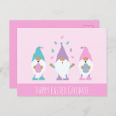 ハッピーイースターGnomieイースターエッグをジャグリング ポストカード (正面/裏面)