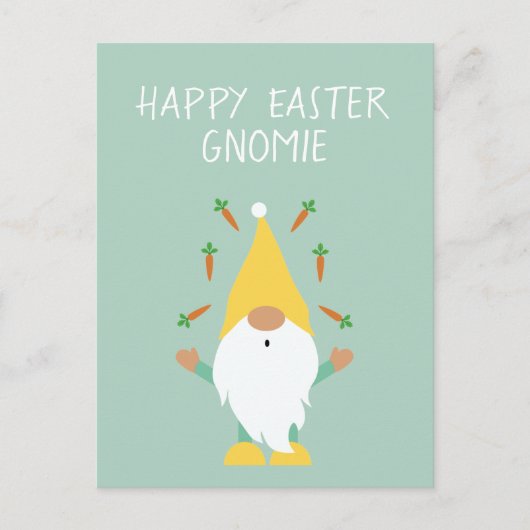 ハッピーイースターGnomieジャグリングニンジン ポストカード (正面)