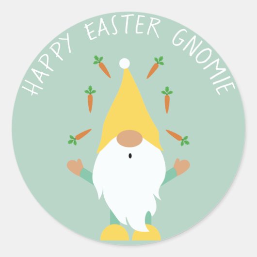 ハッピーイースターGnomieジャグリングニンジン ラウンドシール (正面)