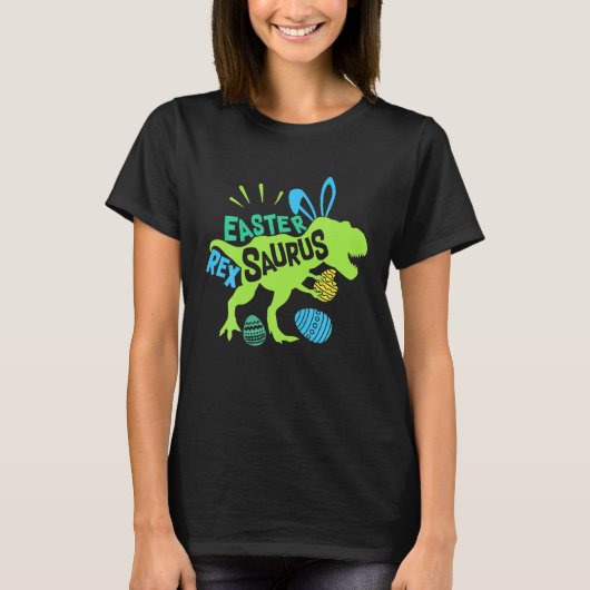ハッピーイースターSaurus TrEx恐竜のギフトおもしろい品 Tシャツ (正面)