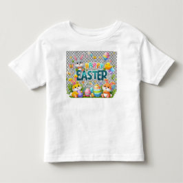 ハッピーイースターTを持つ トドラーTシャツ