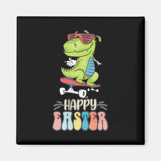 ハッピーイースターTレックス恐竜バニーラビットエッグ マグネット (正面)