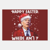 ハッピーイースターWhere Am I おもしろい Joeバイデン氏サンタクリスマス ラッピングペーパーシート (正面)