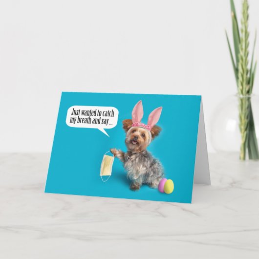 ハッピーイースターyourkieパンデミック顔マスクをオフ シーズンカード (正面)