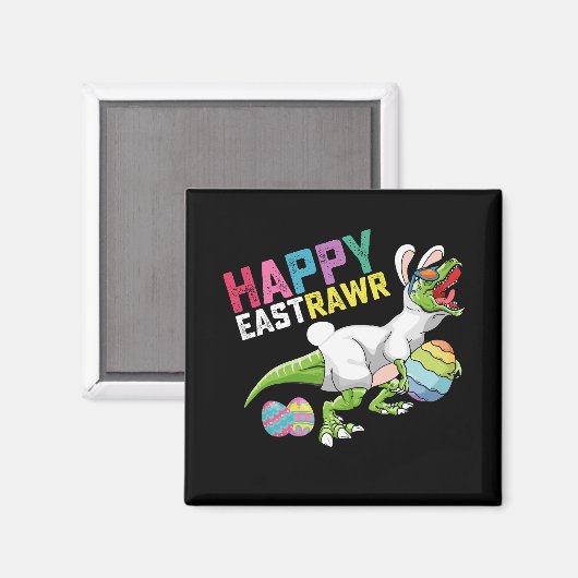ハッピーイーストラーTレックス恐竜イースターバニー卵 マグネット (正面/裏面)