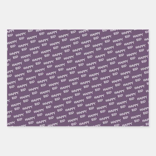 ハッピーイードキッズパープルムーンスターパターン引用文 ラッピングペーパーシート (正面)