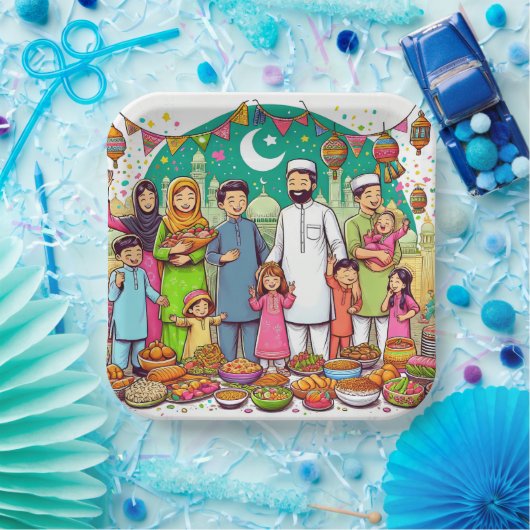 ハッピーイードフおもしろいァイ祝ズデザイン ペーパープレート (パーティー)