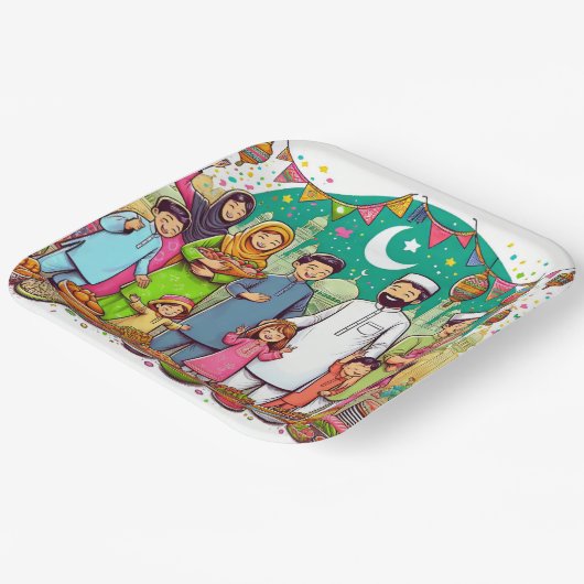 ハッピーイードフおもしろいァイ祝ズデザイン ペーパープレート (傾斜あり)