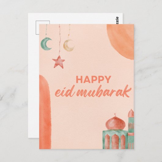 ハッピーイードムバラクウォーターカラーモスク ポストカード (正面/裏面)