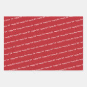 ハッピーイードムバラクキッズレッドドットパターン引用文ホワイト ラッピングペーパーシート (正面)