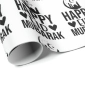 ハッピーイードムバラククレセントモスク白黒 ラッピングペーパー (ロールコーナー)