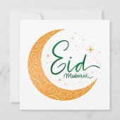 ハッピーイードムバラク金ゴールドムーンクレセントホリデーカード シーズンカード (正面)