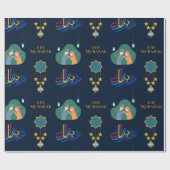 ハッピーイードムバラク1445ヒジュリアネイビーブルー ラッピングペーパー (フラット)