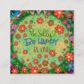 ハッピーイ間抜けントおもしろいグリーンかわいいカワイズカード スクエア名刺 (正面)