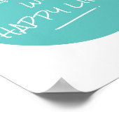 ハッピーウィザードライフことわざティール(緑がかった色)スポットプリント ポスター (角)