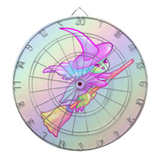 ハッピーウィッチオン飛んでいるブルームスティックスケッチ ダーツボード