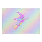 ハッピーウィッチオン飛んでいるブルームスティックスケッチ 枕カバー (裏面)