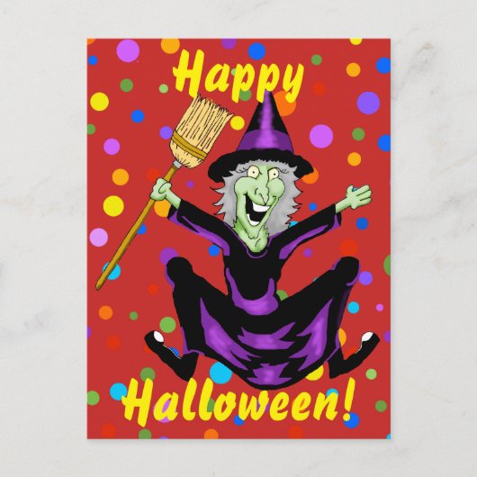 ハッピーウィッチハロウィンはがき ポストカード (正面)