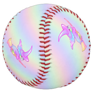 ハッピーウィッチ飛んでいるオンブルックスティックスケッチ ソフトボール