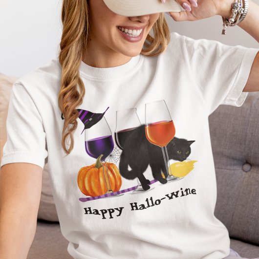 ハッピーウィッチ ハロウィン 黒猫 ほうき Tシャツ