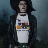 ハッピーウィッチ ハロウィン 黒猫 ほうき Tシャツ