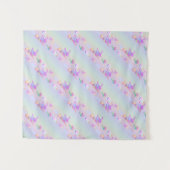 ハッピーウィッ飛んでいるチブライトパステルレインボーパターン タペストリー (正面(横))