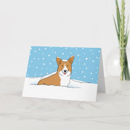 ハッピーウィンタースノーコルギ |かわいい犬のクリスマス シーズンカード