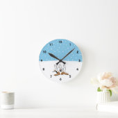 ハッピーウィンタースノービーグル – かわいい漫画の犬 ラウンド壁時計 (ホーム)