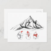 ハッピーウィンタースポーツ雪だるまスキースノーボード ポストカード (正面/裏面)