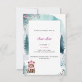 ハッピーウィンターベアーピンク誕生日招待状 招待状 (裏面)