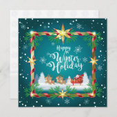 ハッピーウィンターホリデーウィズサンタヴィンテージカード (正面/裏面)