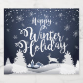 ハッピーウィンターホリデークリスマス&新年 スパークリングワインラベル (シングルラベル)