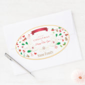 ハッピーウィンターホリデークリスマス&新年 楕円形シール (封筒)