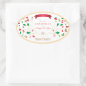 ハッピーウィンターホリデークリスマス&新年 楕円形シール (バッグ)