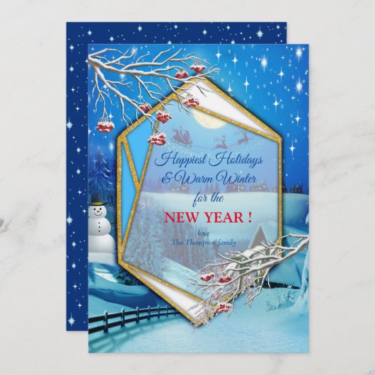 ハッピーウィンターホリデー 招待状 (正面/裏面)