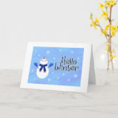 ハッピーウィンター至雪だるまグリーティングカード カード (黄色い花)