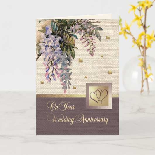 ハッピーウェディングアニバーサリーグリーティングカード カード (黄色い花)