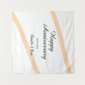 ハッピーウェディングアニバーサリー オレンジ パステル ライン 名前 タペストリー (正面(横))