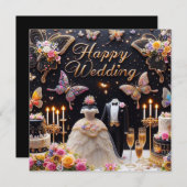 ハッピーウェディンググリーティングカード 招待状 (正面/裏面)