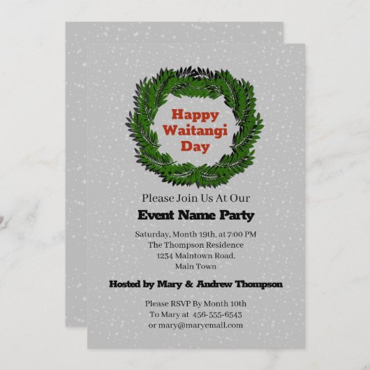 ハッピーウエタンギデイファーンニュージーランド 招待状 (正面/裏面)