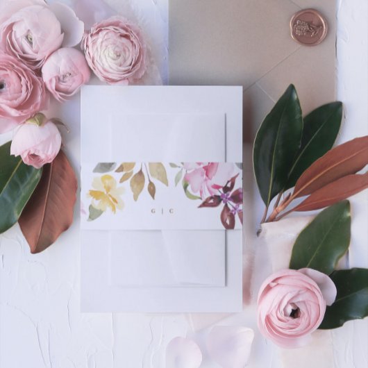 ハッピーウォータカラー結婚フローラズベリーバンド 招待状ベリーバンド