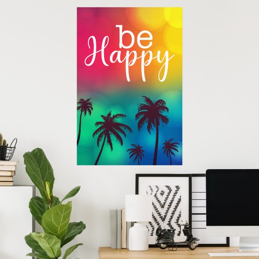 ハッピーウォーターカラーおもしろい引用文 ポスター (ホームオフィス)