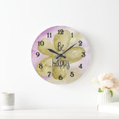 ハッピーウォーターカラーの花 ラージ壁時計 (ホーム)