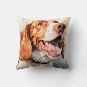 ハッピーウォーターカラードッグアートプリント クッション (裏面)