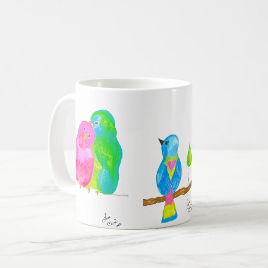 ハッピーウォーターカラーバーズコーヒーマグ コーヒーマグカップ (正面左)