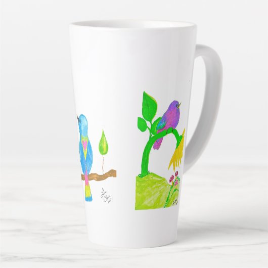 ハッピーウォーターカラーバードラテマグ カフェラテマグ (右アングル)