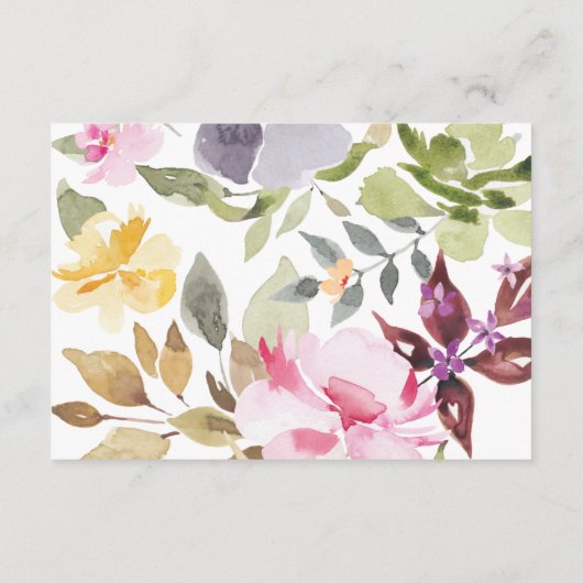 ハッピーウォーターカラー花模様ウェディングレセプション エンクロージャーカード (裏面)