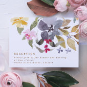 ハッピーウォーターカラー花模様ウェディングレセプション エンクロージャーカード